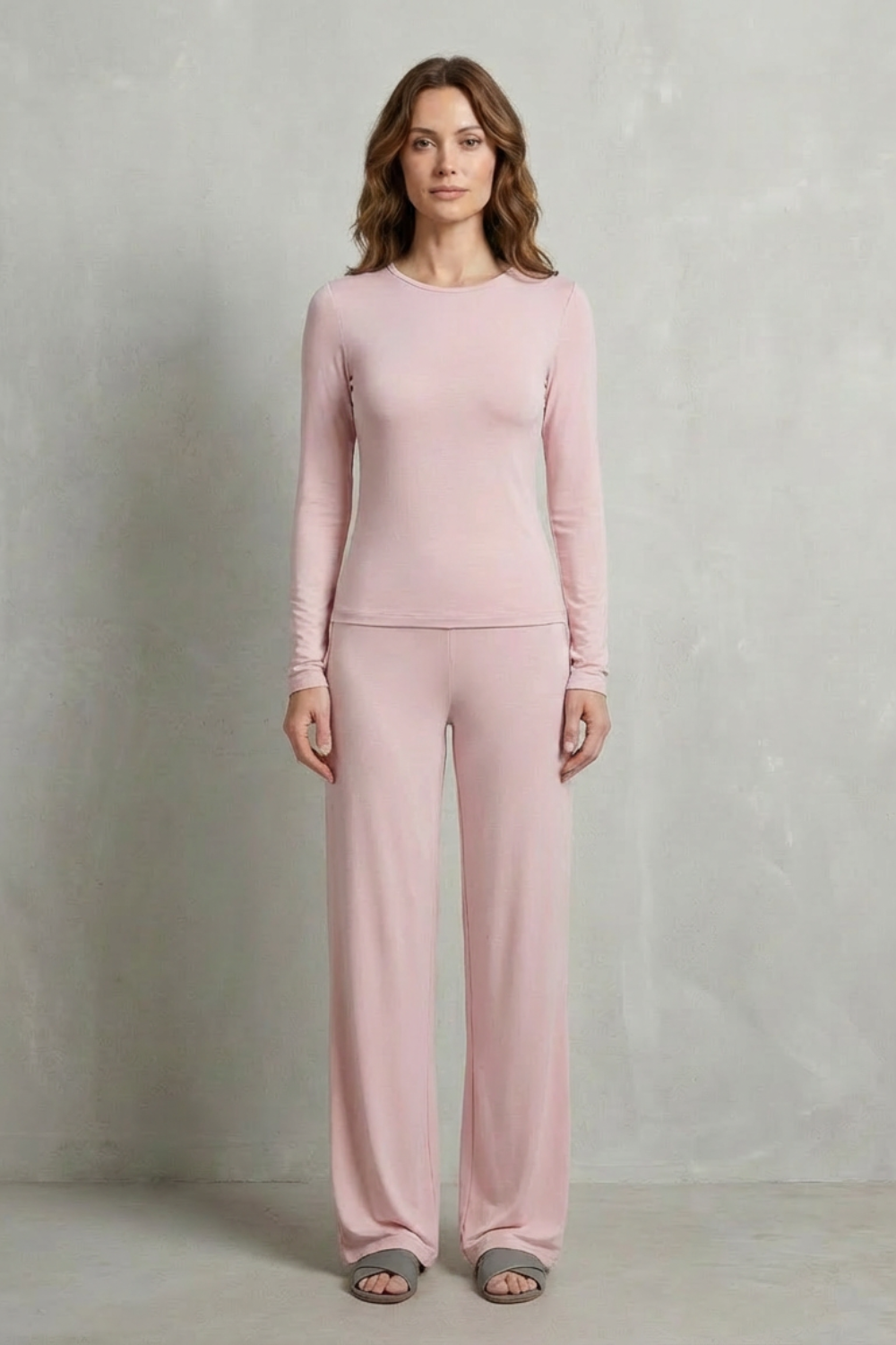 Women's Ruched-Waist Knit Top and Wide-Leg Pants Set for Work - Élan