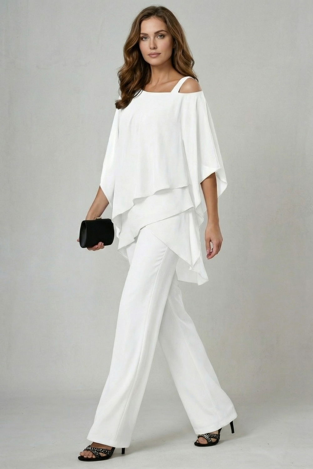 Back view of the chiffon two-piece set