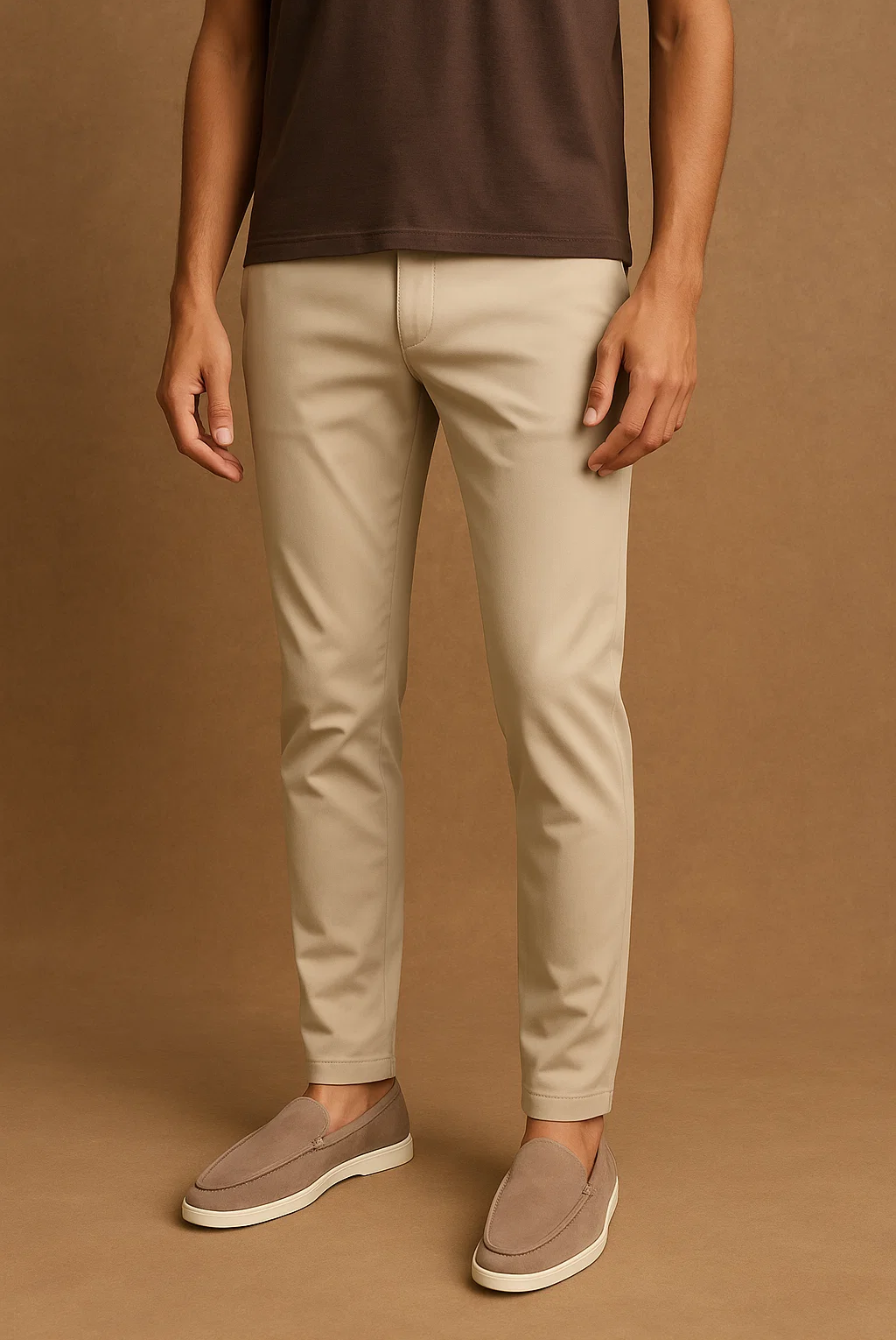 Premium Beige Elastic Pantalon