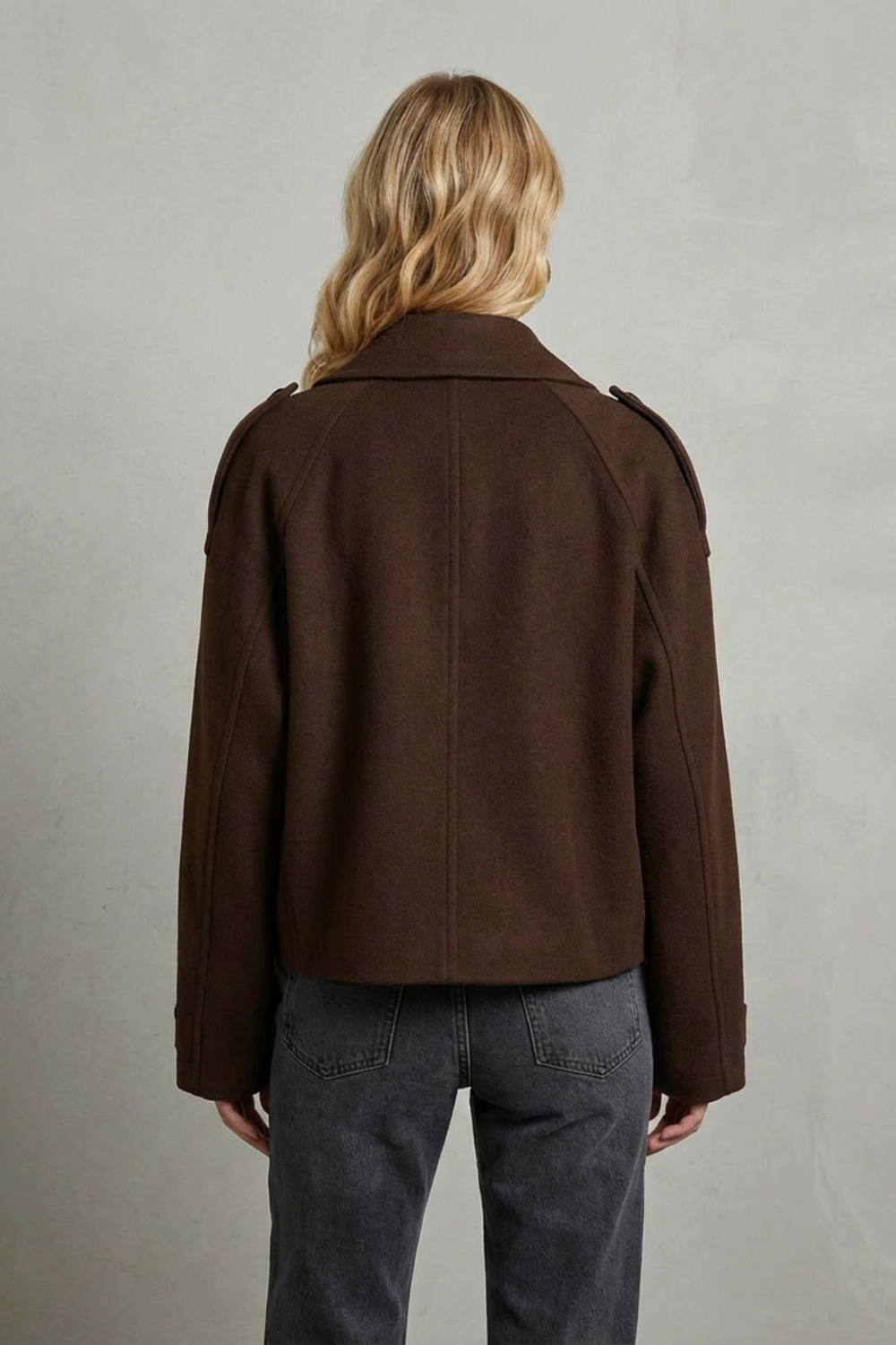 Women's Cropped Double-Breasted French Wool Jacket - Urban Chic Coat - Élise
