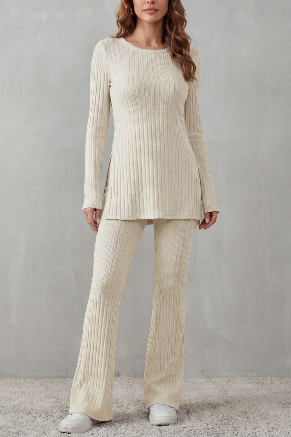 Close-up of the softly flared pants hem on the Elisianne lounge set