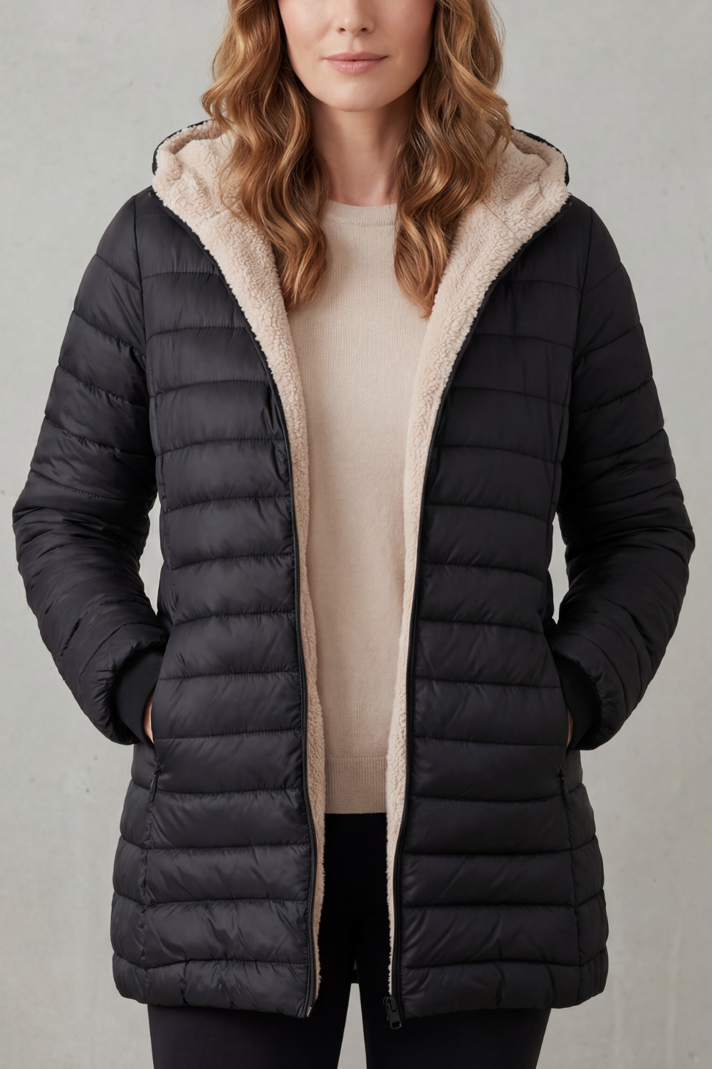 Women's Sherpa-Lined Hooded Puffer Jacket for Ultimate Comfort - Ellavue