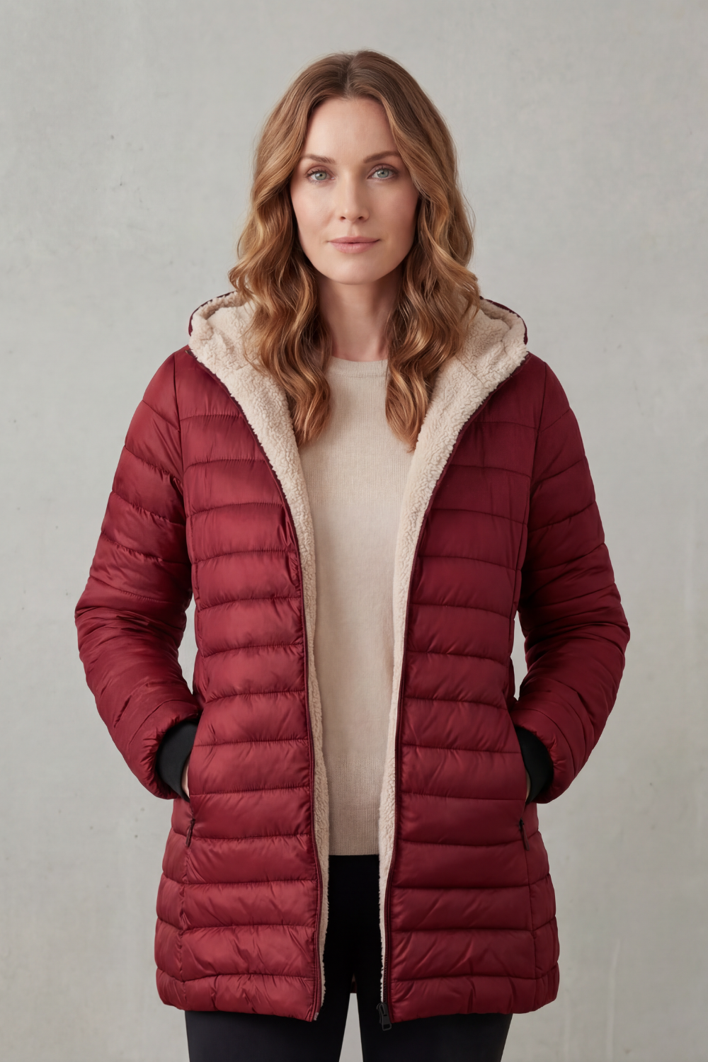 Women's Sherpa-Lined Hooded Puffer Jacket for Ultimate Comfort - Ellavue