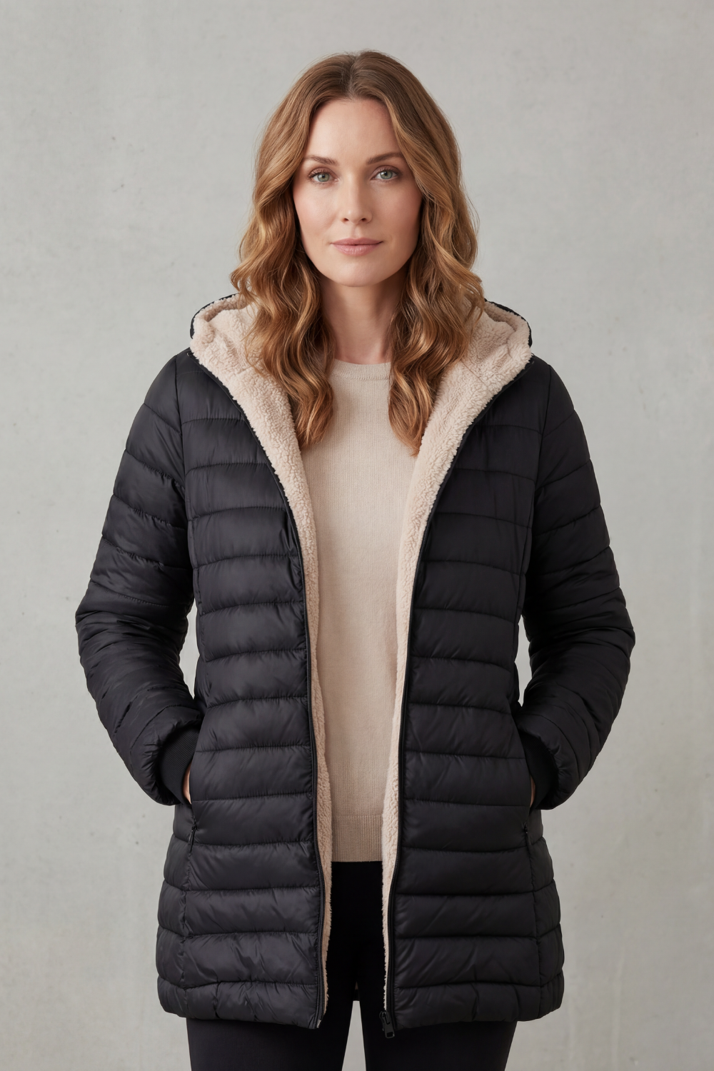 Women's Sherpa-Lined Hooded Puffer Jacket for Ultimate Comfort - Ellavue
