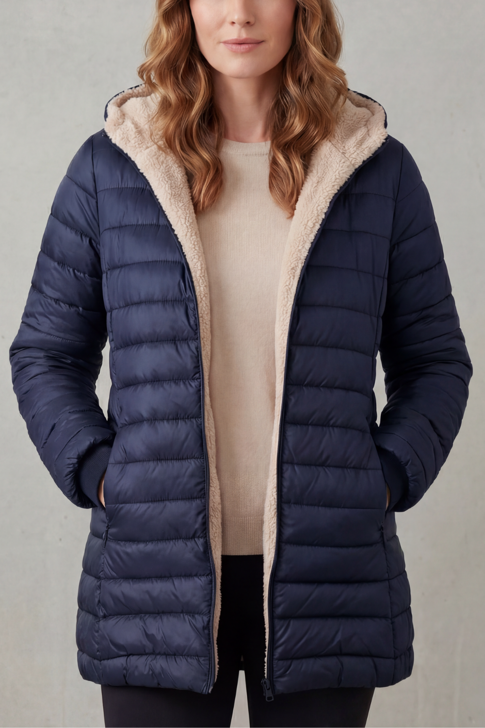 Women's Sherpa-Lined Hooded Puffer Jacket for Ultimate Comfort - Ellavue