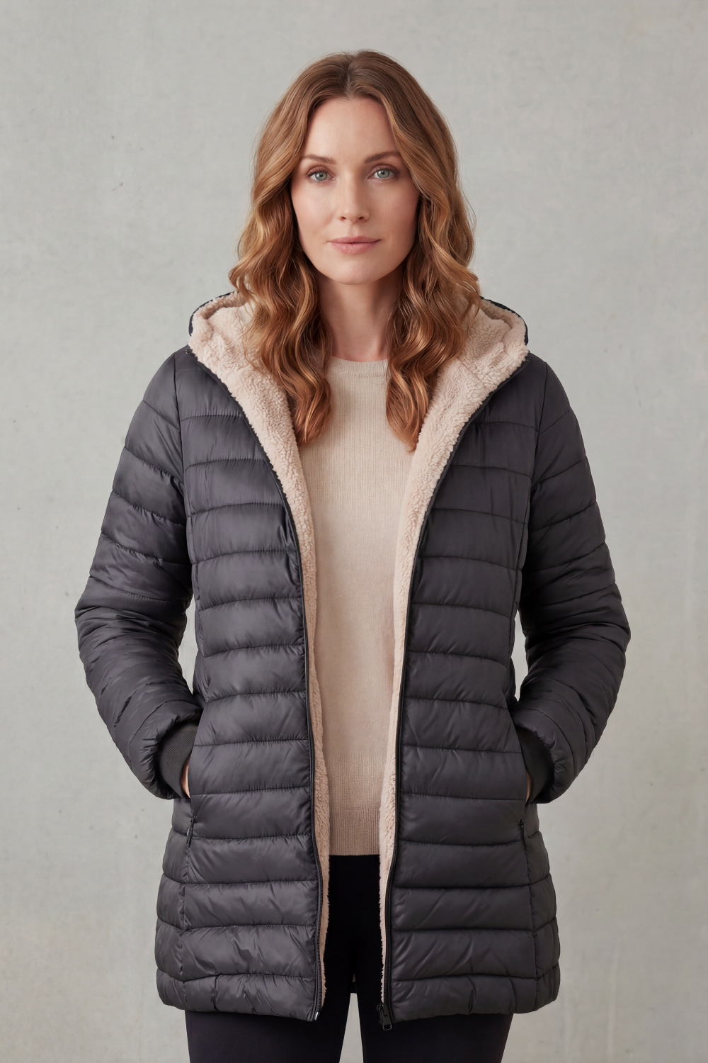 Women's Sherpa-Lined Hooded Puffer Jacket for Ultimate Comfort - Ellavue