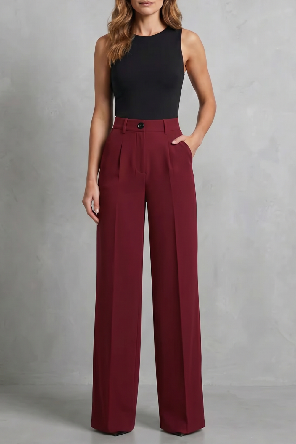 Women's High Rise Pleated Wide Leg Pants - Novélie
