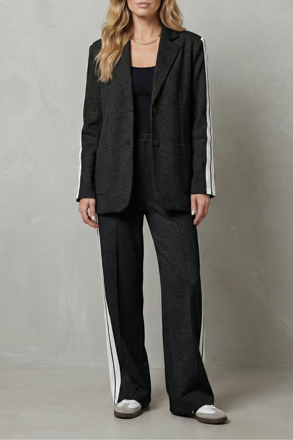 Blue colorway, full-length view