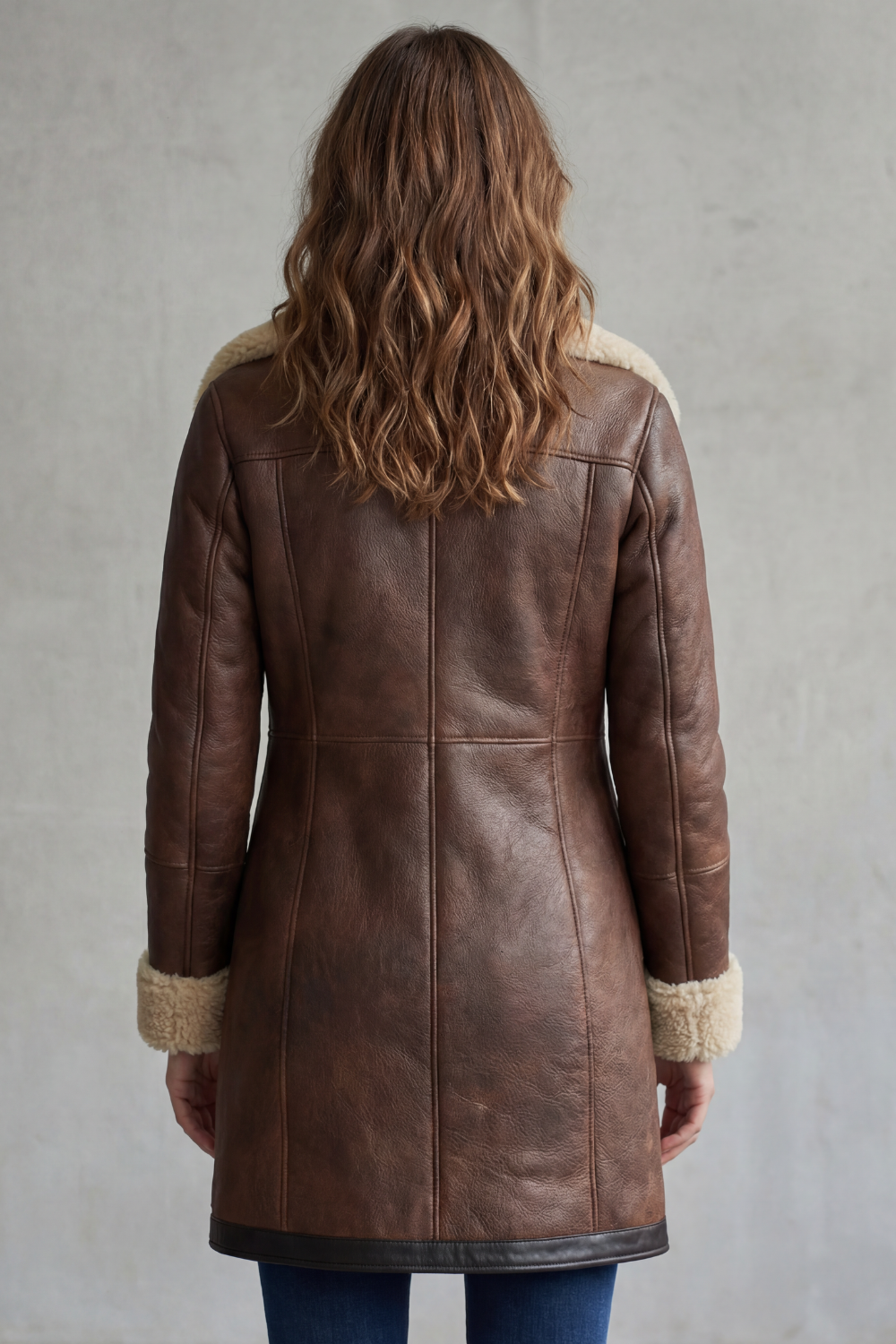 Women's Luxurious Shearling-Lined Leather Coat - Everlyn