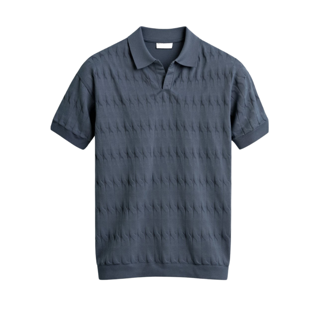 Klyne Premium V-Neck Cable Knit Polo