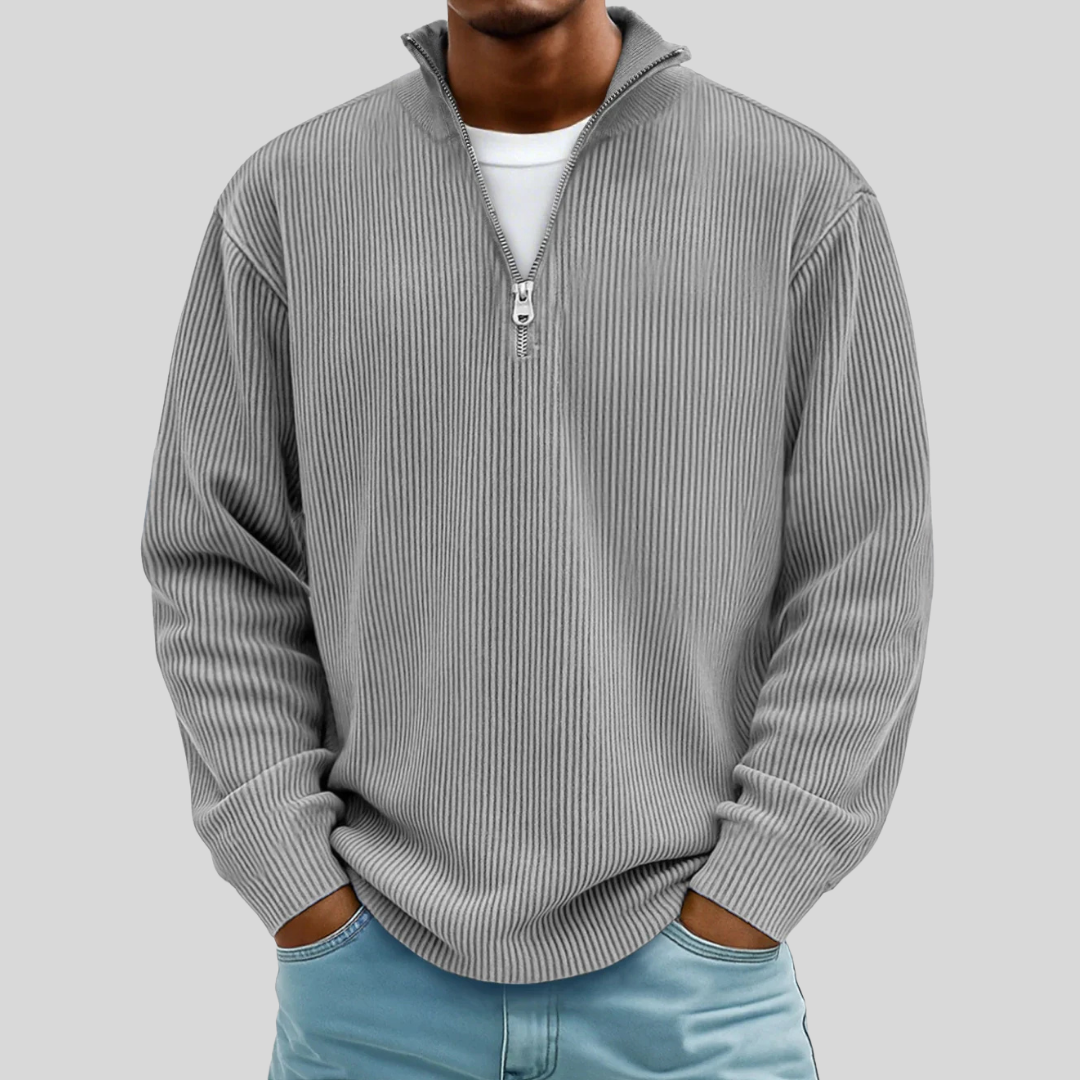Men’s Ribbed Half Zip Sweater - Klyne Studios