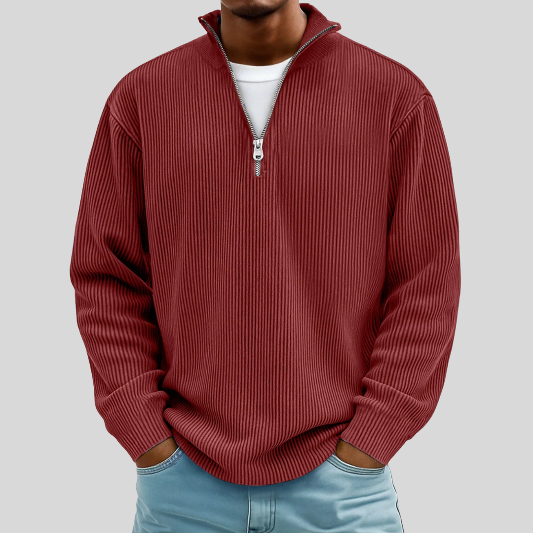 Men’s Ribbed Half Zip Sweater - Klyne Studios