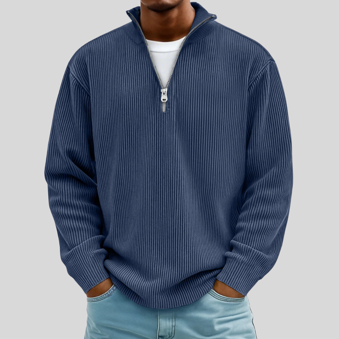 Men’s Ribbed Half Zip Sweater - Klyne Studios