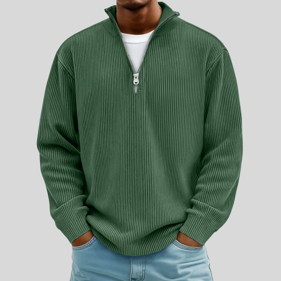 Men’s Ribbed Half Zip Sweater - Klyne Studios