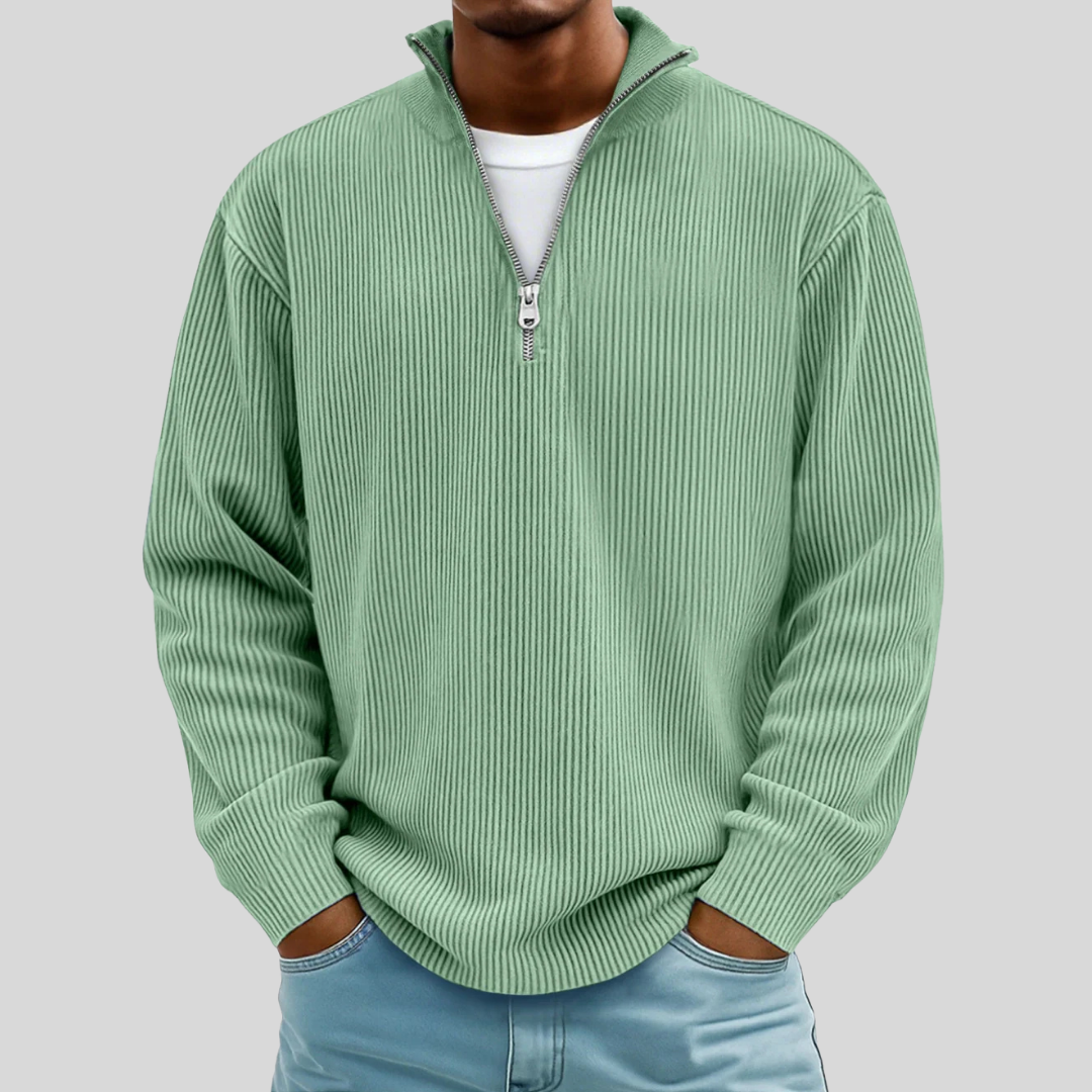 Men’s Ribbed Half Zip Sweater - Klyne Studios