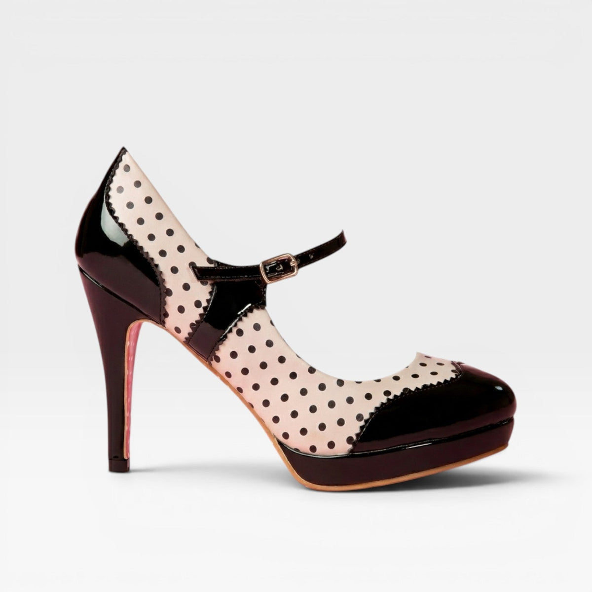 Women's Polka Dot Mary Jane Pumps – Vintage Block Heel Shoes | Felsham