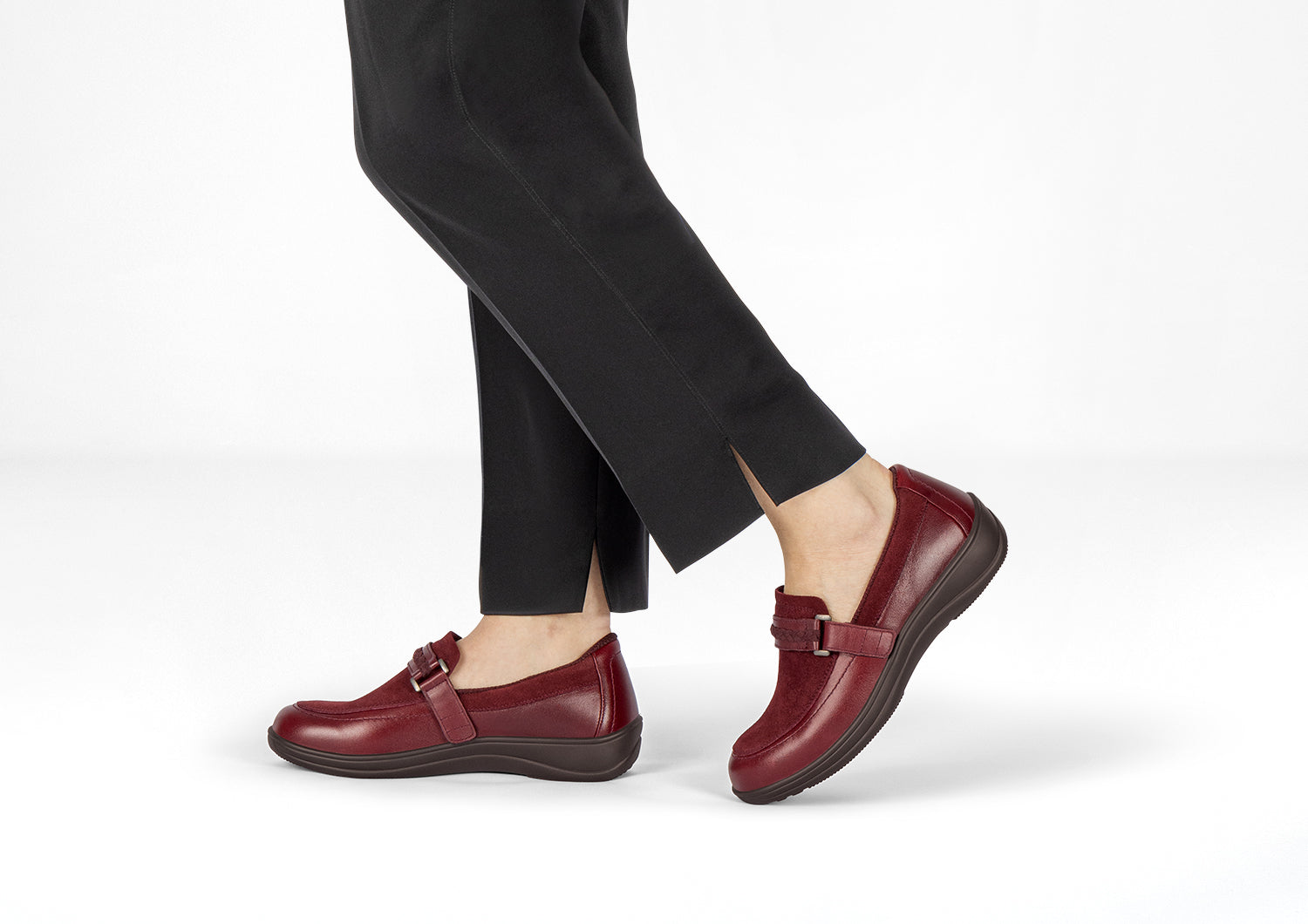 Women's Leather Loafers in Deep Cherry - Chelsea