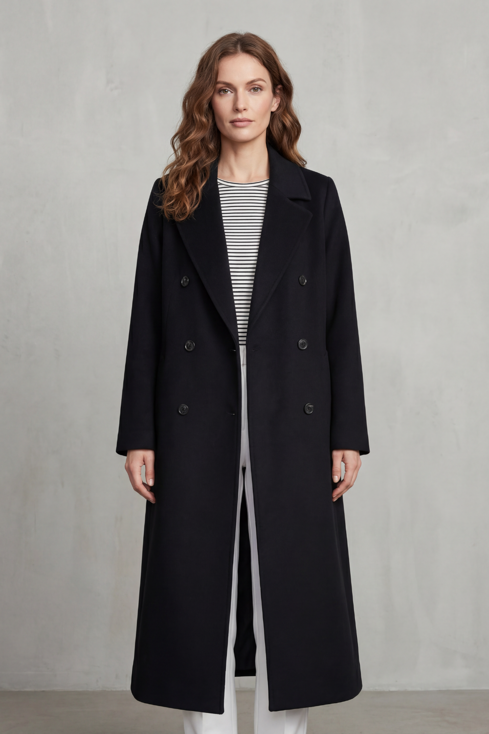 Women's Wool Blend Double-Breasted Coat - Maelisette
