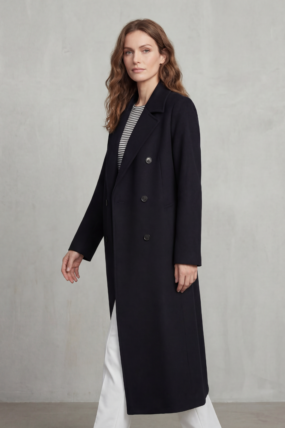 Women's Wool Blend Double-Breasted Coat - Maelisette