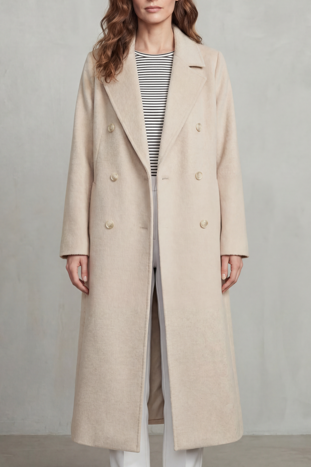 Women's Wool Blend Double-Breasted Coat - Maelisette