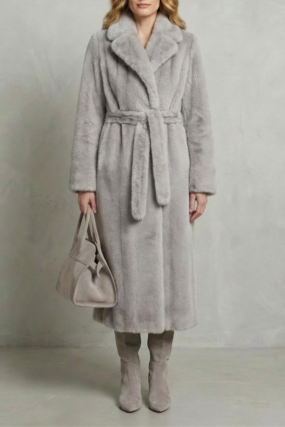 Women's Oversized Faux Fur Long Coat - Marivonne