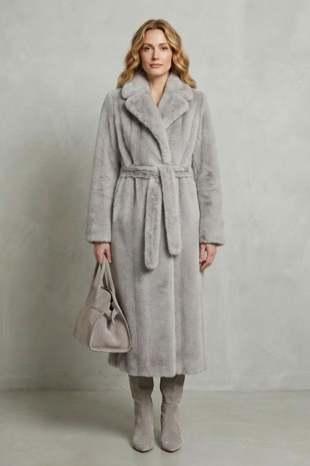 Women's Oversized Faux Fur Long Coat - Marivonne