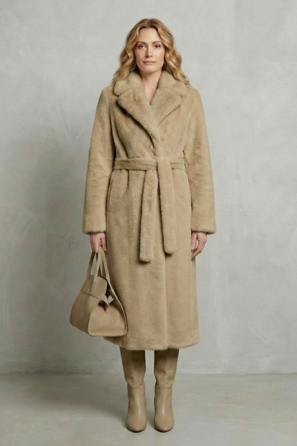 Women's Oversized Faux Fur Long Coat - Marivonne