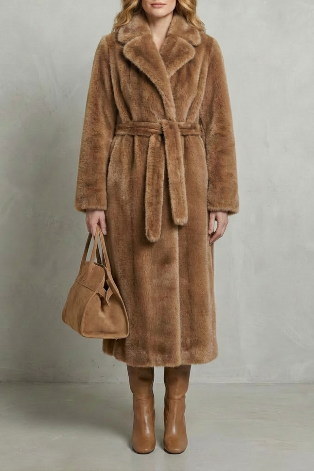 Women's Oversized Faux Fur Long Coat - Marivonne