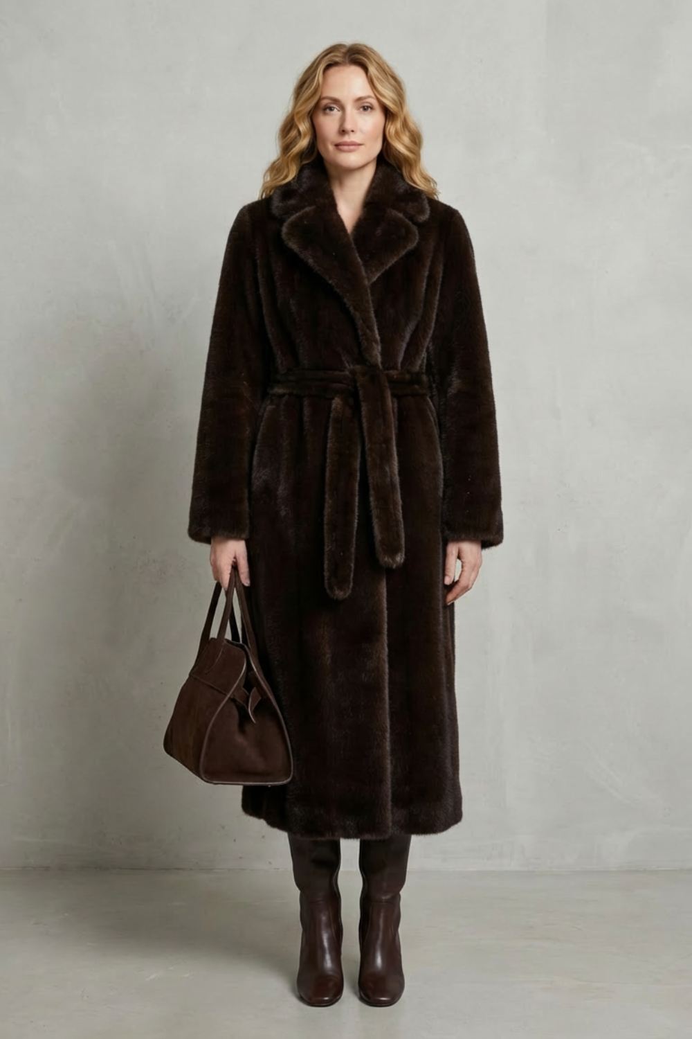 Women's Oversized Faux Fur Long Coat - Marivonne