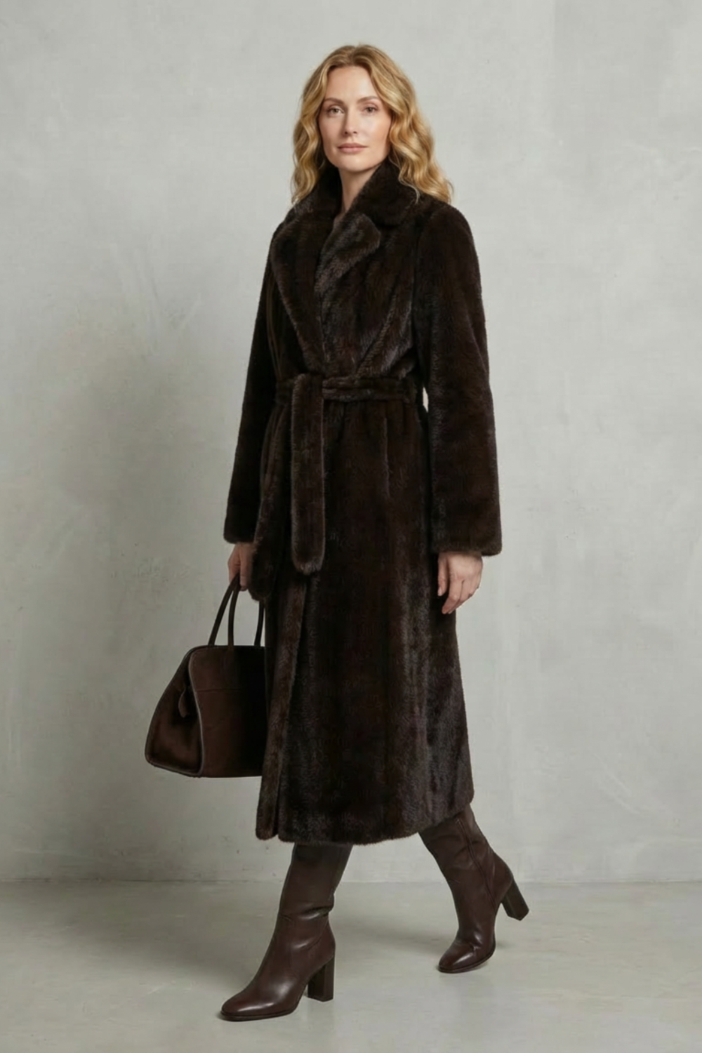 Women's Oversized Faux Fur Long Coat - Marivonne