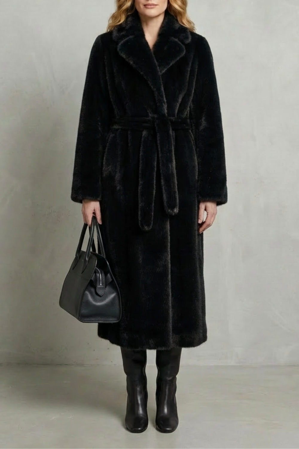 Women's Oversized Faux Fur Long Coat - Marivonne