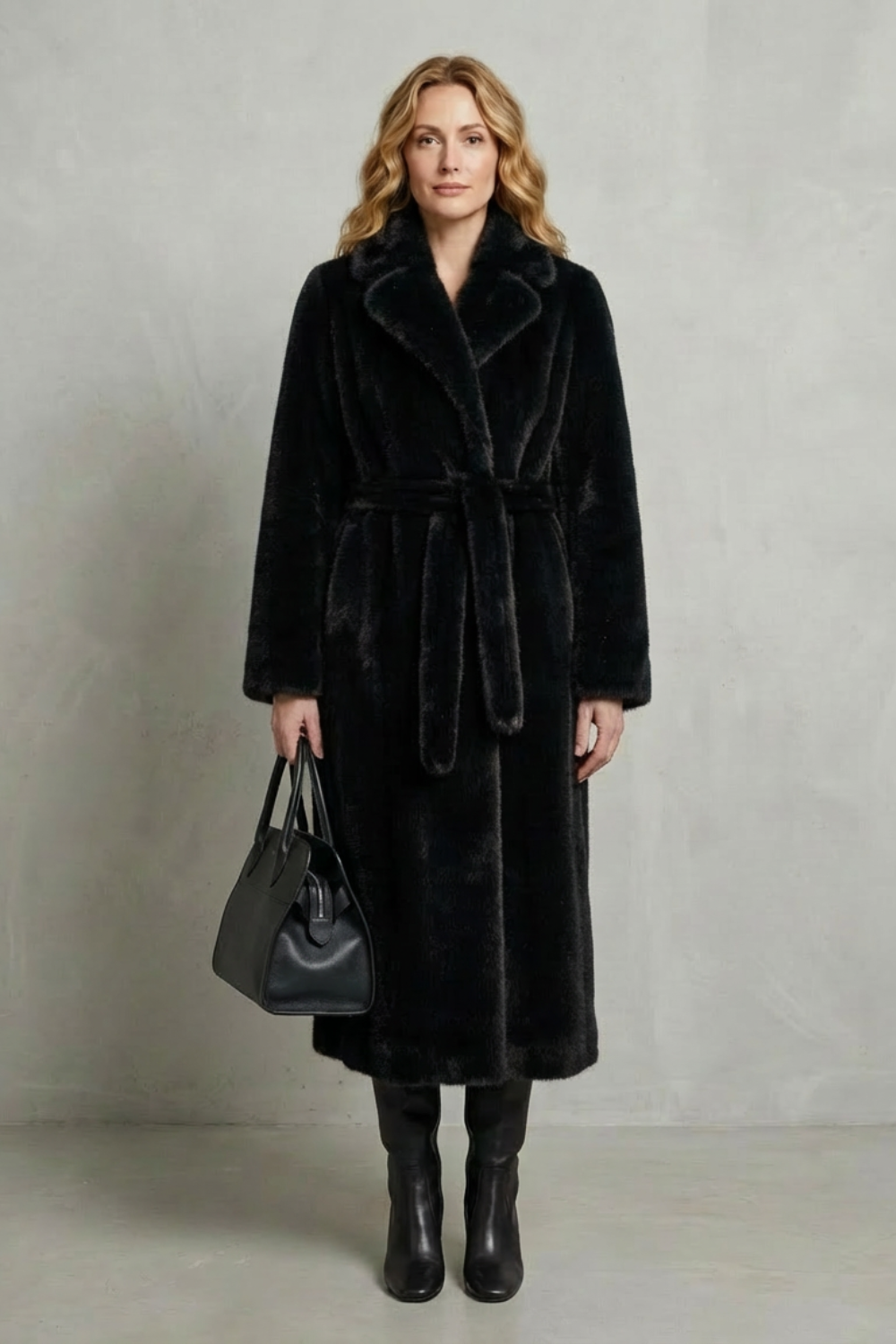 Women's Oversized Faux Fur Long Coat - Marivonne