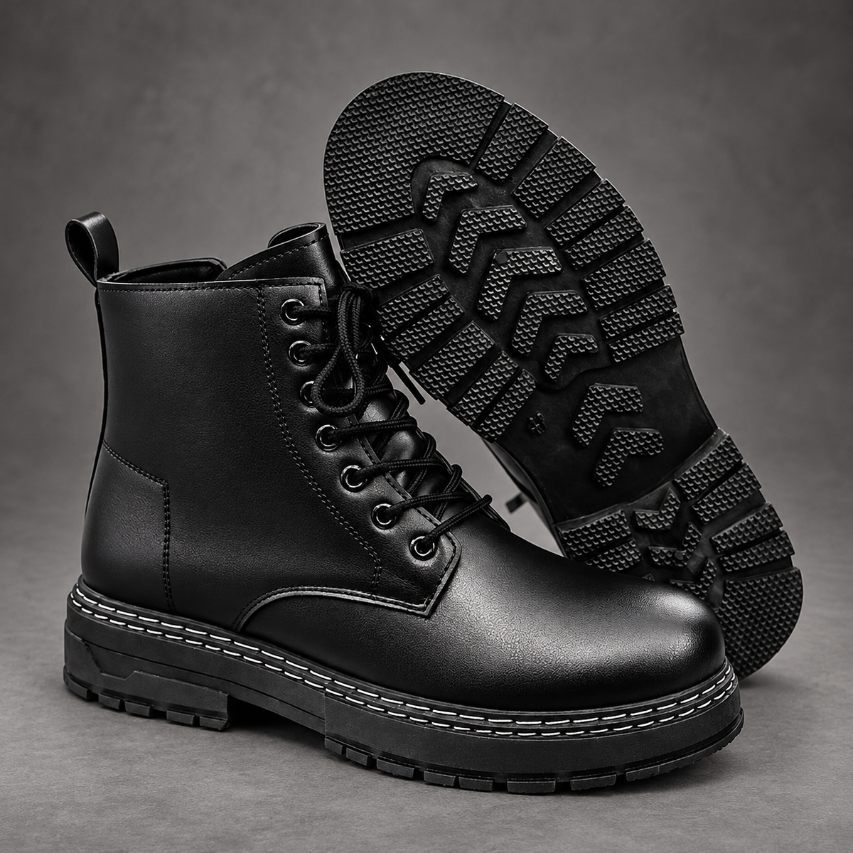 Men's Lace-Up Combat Boots – Black