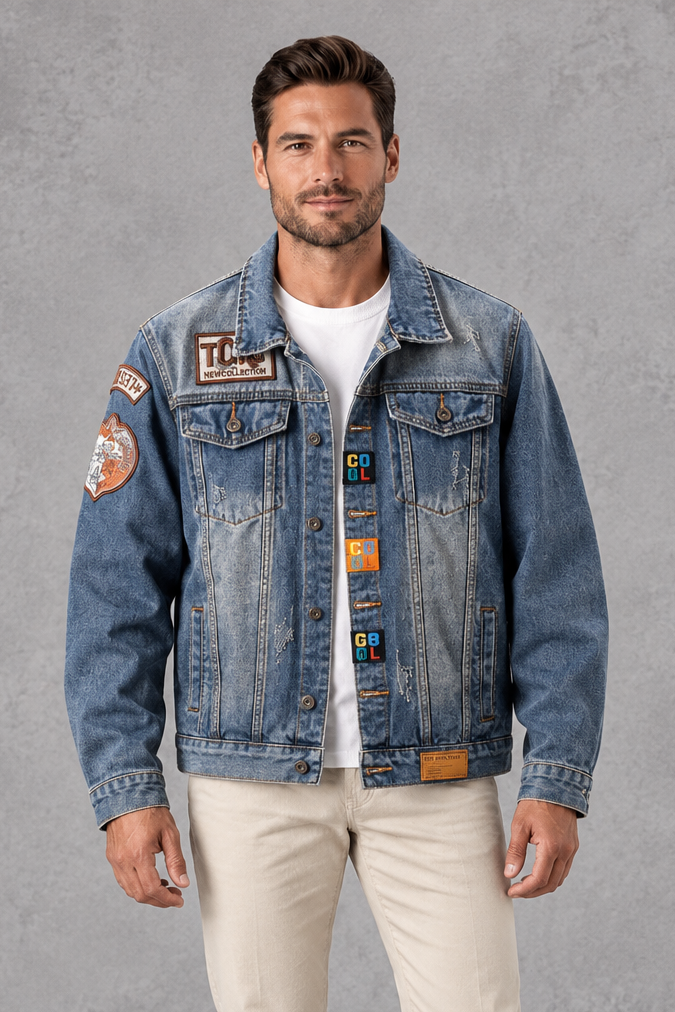 Men's Patch Denim Jacket – Denim