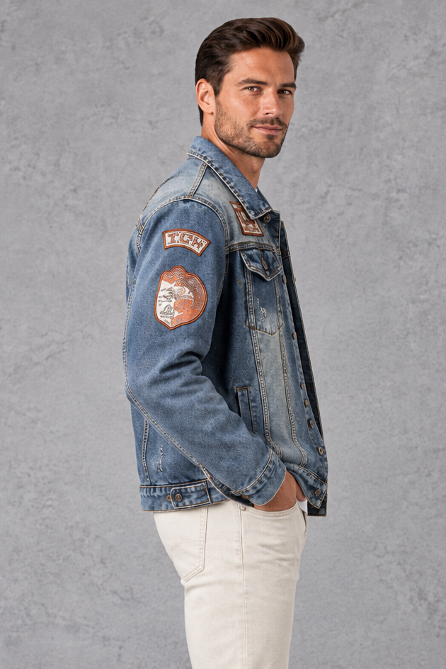 Men's Patch Denim Jacket – Denim