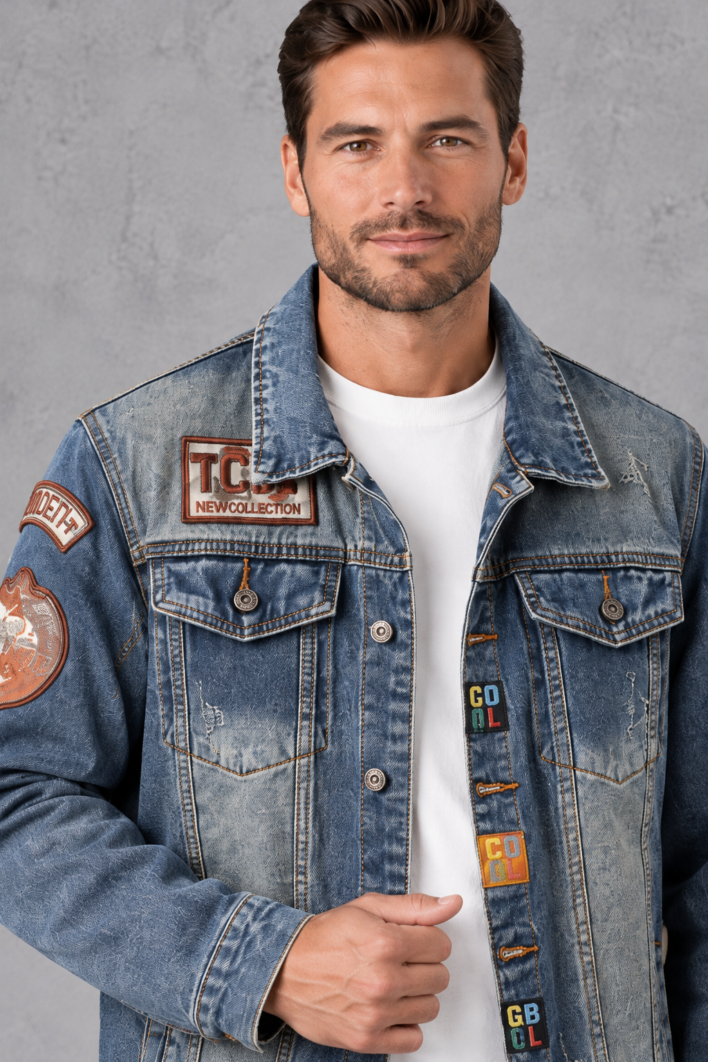 Men's Patch Denim Jacket – Denim