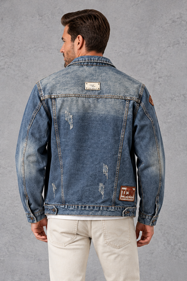 Men's Patch Denim Jacket – Denim