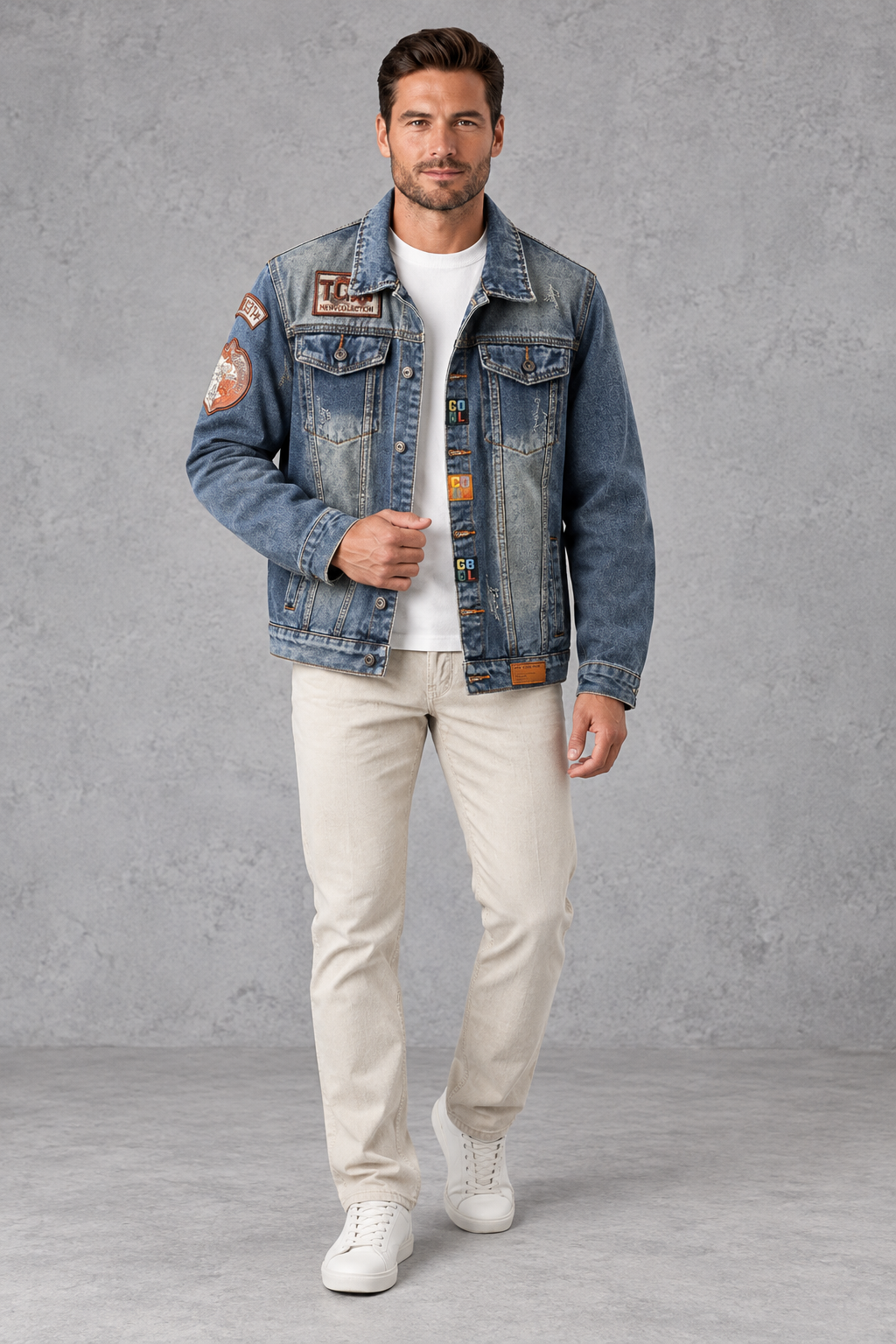 Men's Patch Denim Jacket – Denim