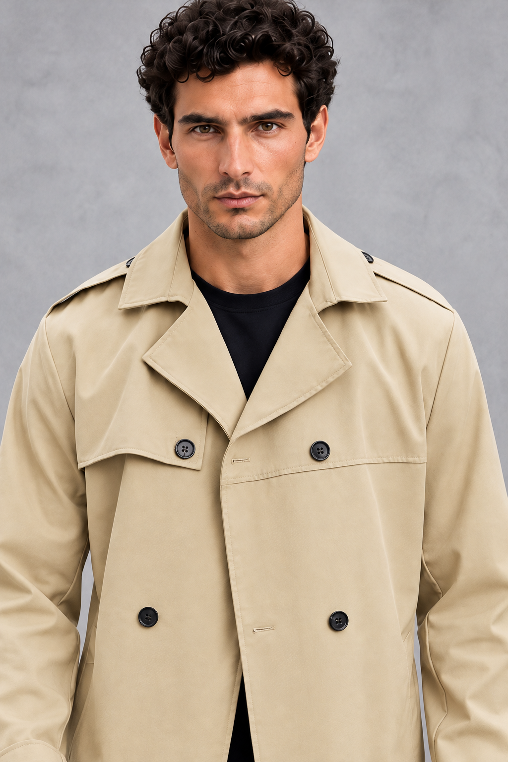 Men's Double-Breasted Trench Coat – Beige