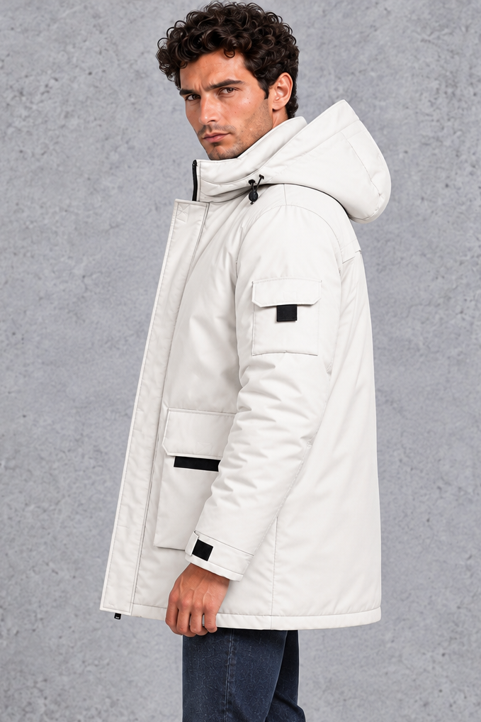Men's Hooded Utility Parka – Cream