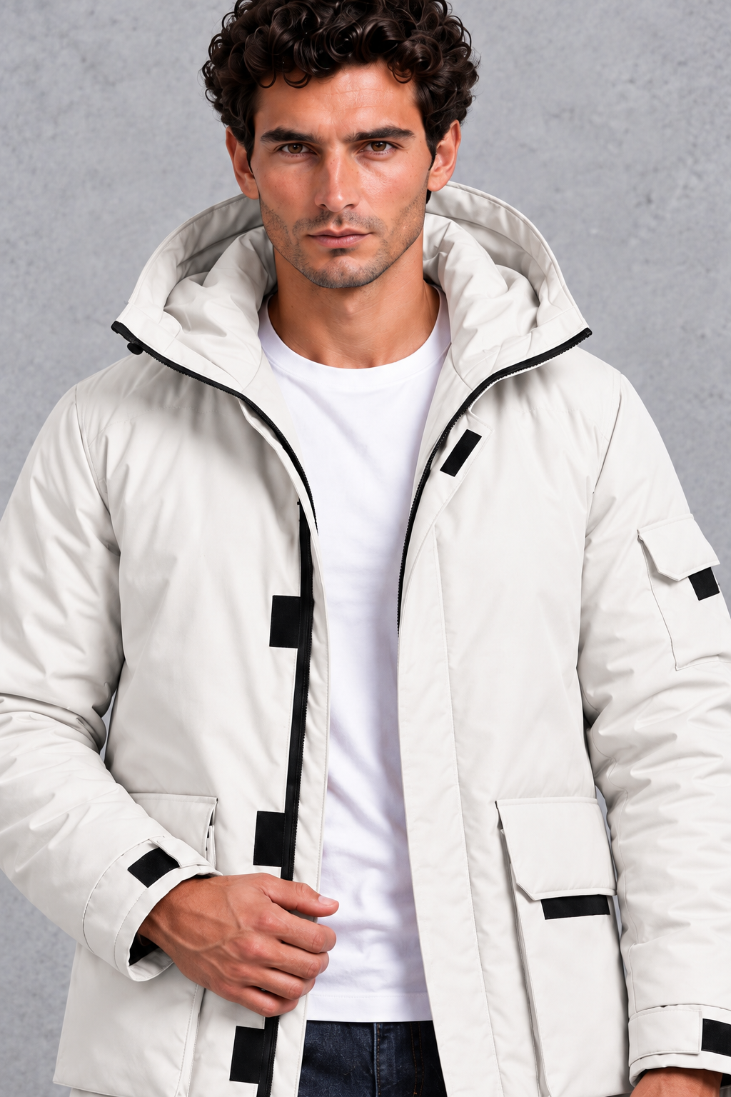 Men's Hooded Utility Parka – Cream
