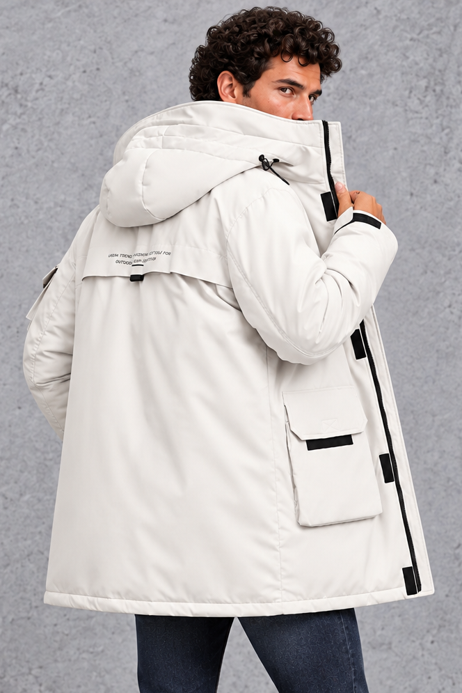 Men's Hooded Utility Parka – Cream
