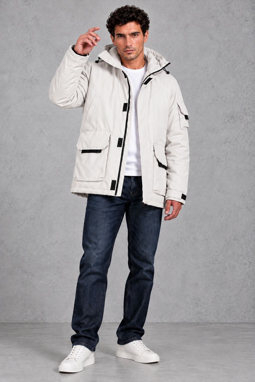 Men's Hooded Utility Parka – Cream