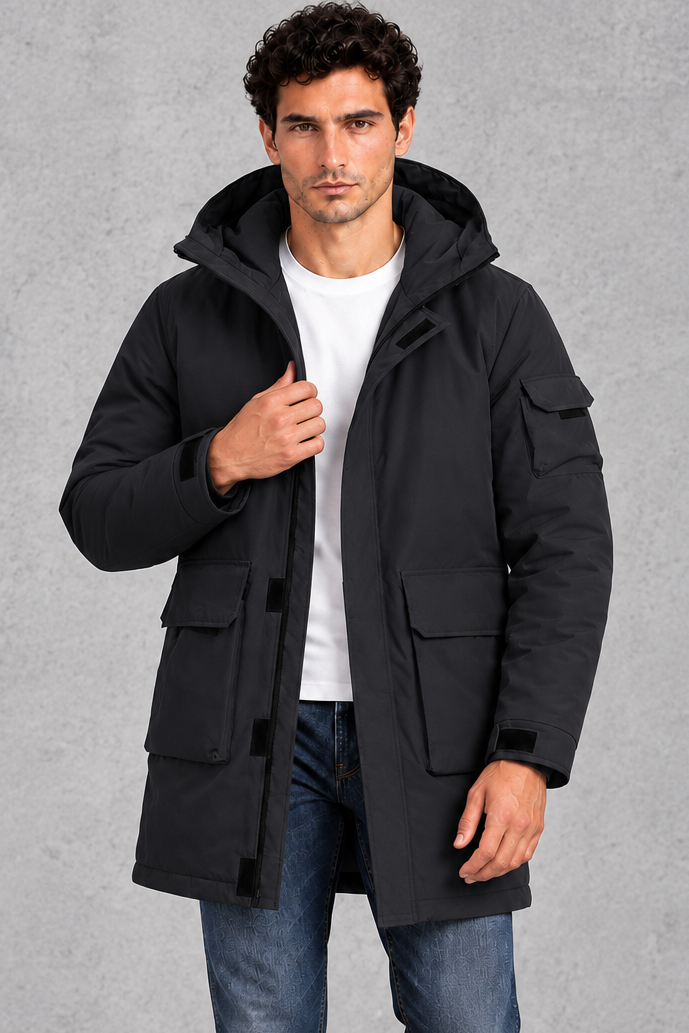 Men's Hooded Utility Parka – Black