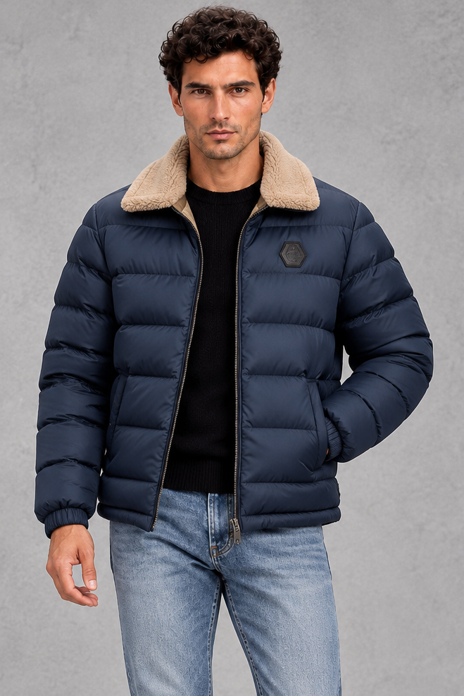 Men's Lightweight Puffer Jacket – Navy Blue
