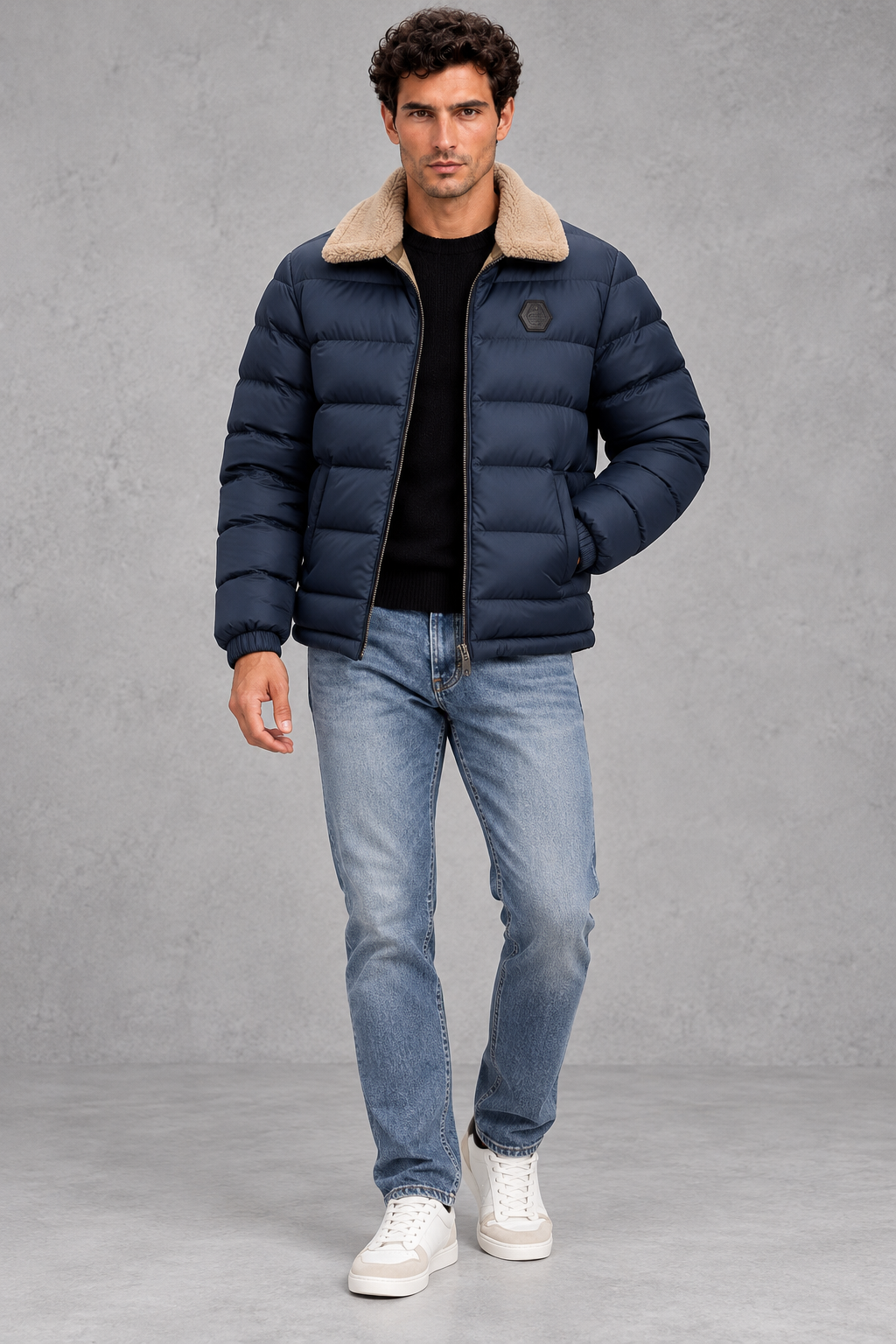 Men's Lightweight Puffer Jacket – Navy Blue