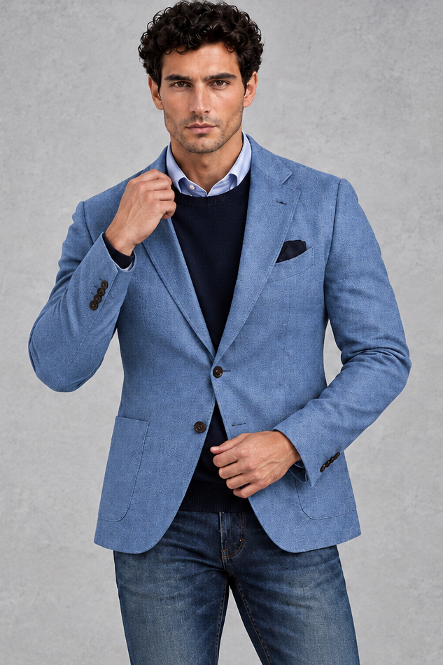 Men's Single-Breasted Blazer – Blue