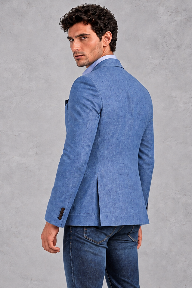 Men's Single-Breasted Blazer – Blue