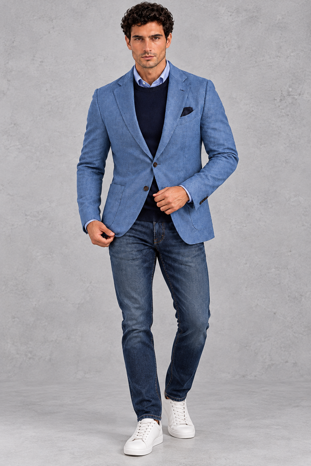 Men's Single-Breasted Blazer – Blue