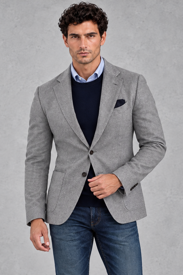 Men's Single-Breasted Blazer – Gray